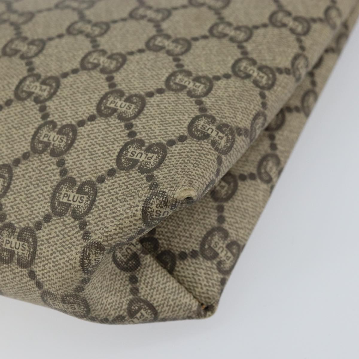 GUCCI GG Plus Supreme Clutch Bag PVC Beige Auth 151524