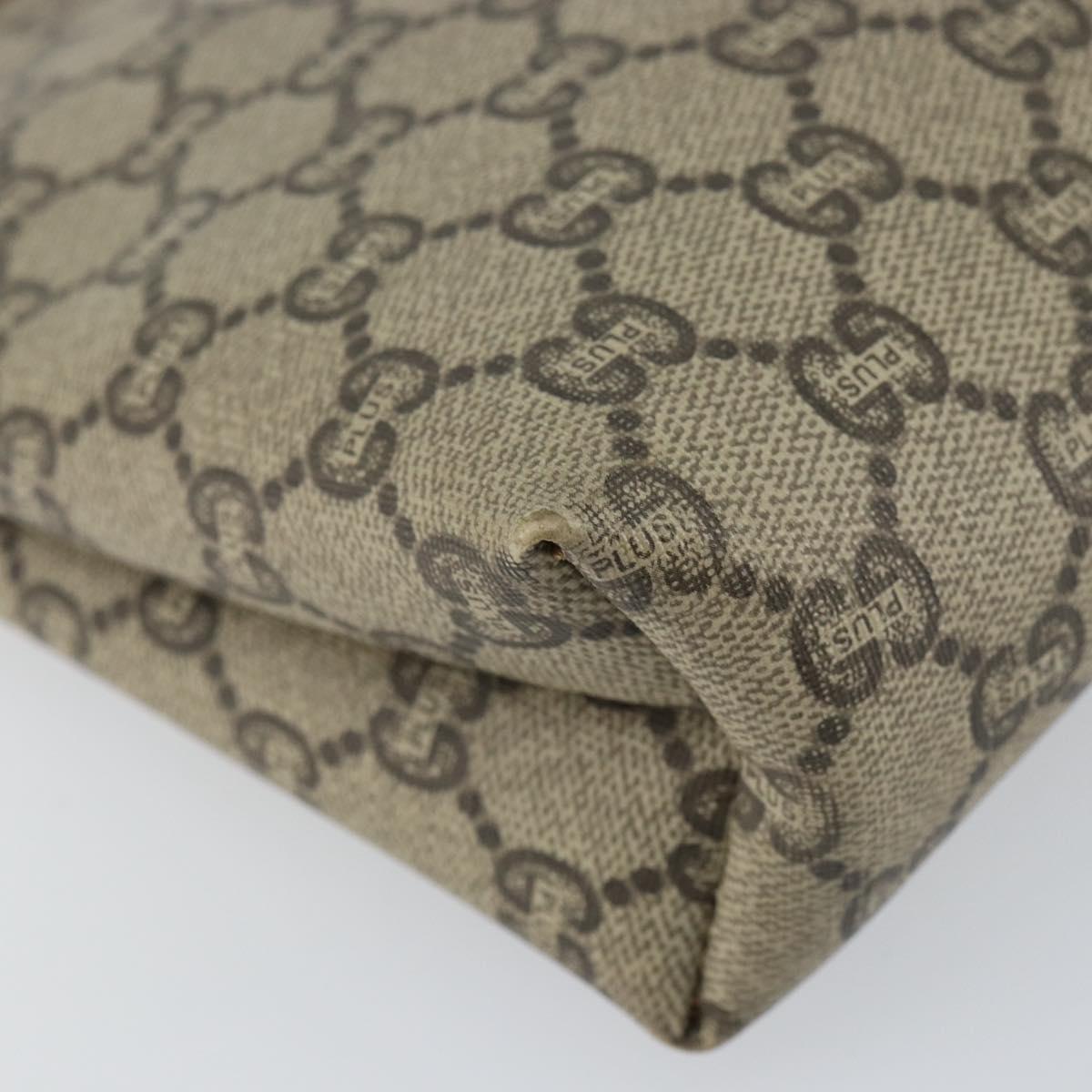 GUCCI GG Plus Supreme Clutch Bag PVC Beige Auth 151524