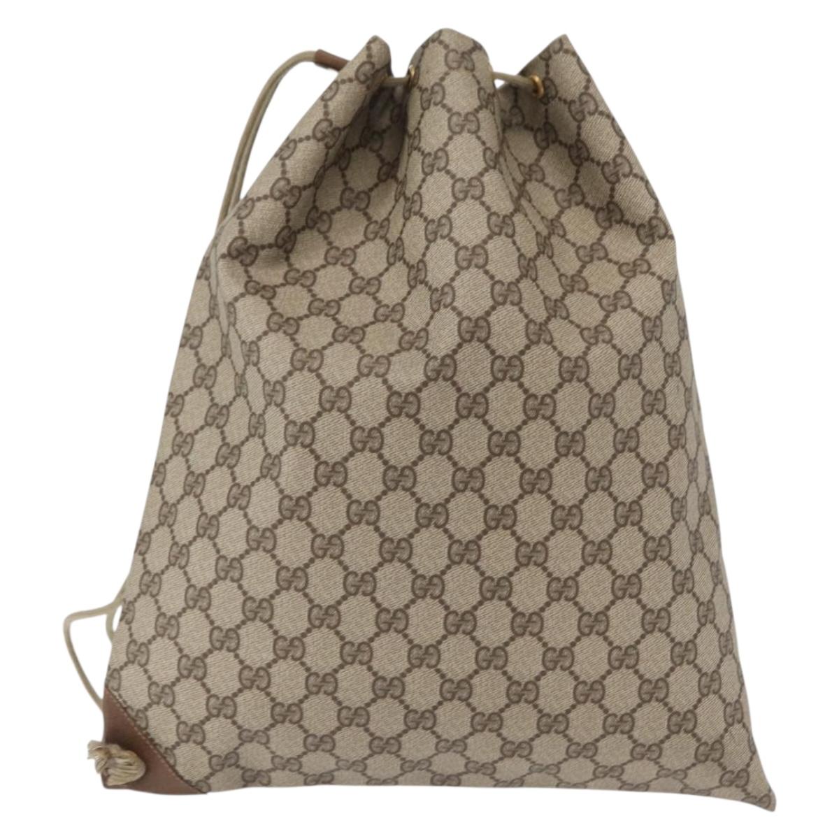 GUCCI GG Supreme Purse Shoulder Bag PVC Beige Gold 97 19 302 Auth 151526