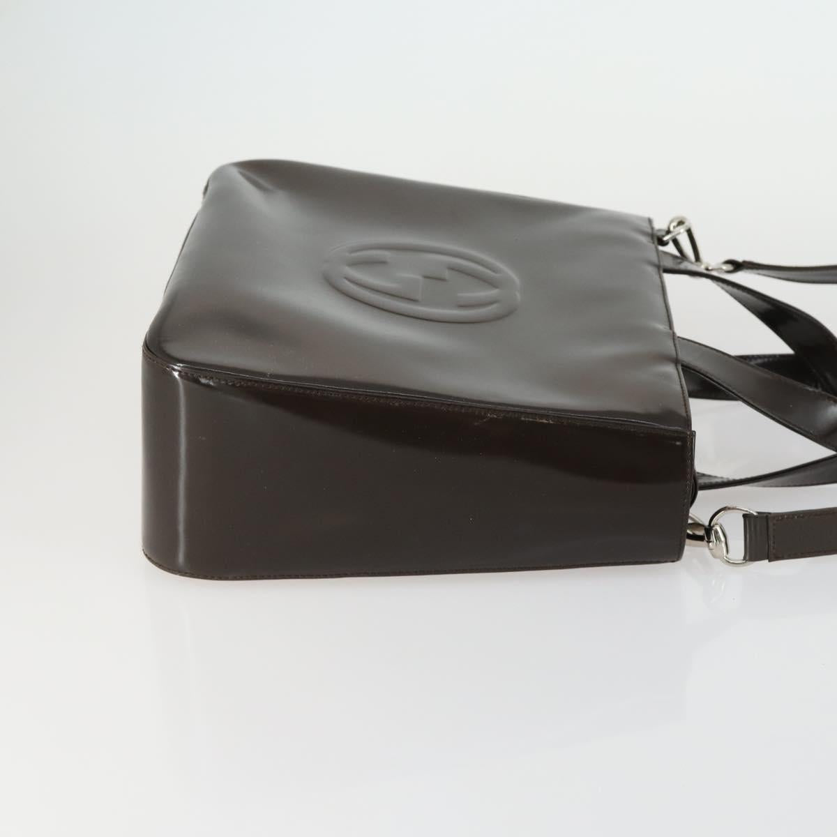 GUCCI Hand Bag Patent leather 2way Brown Silver 000 1013 0504 Auth 151528