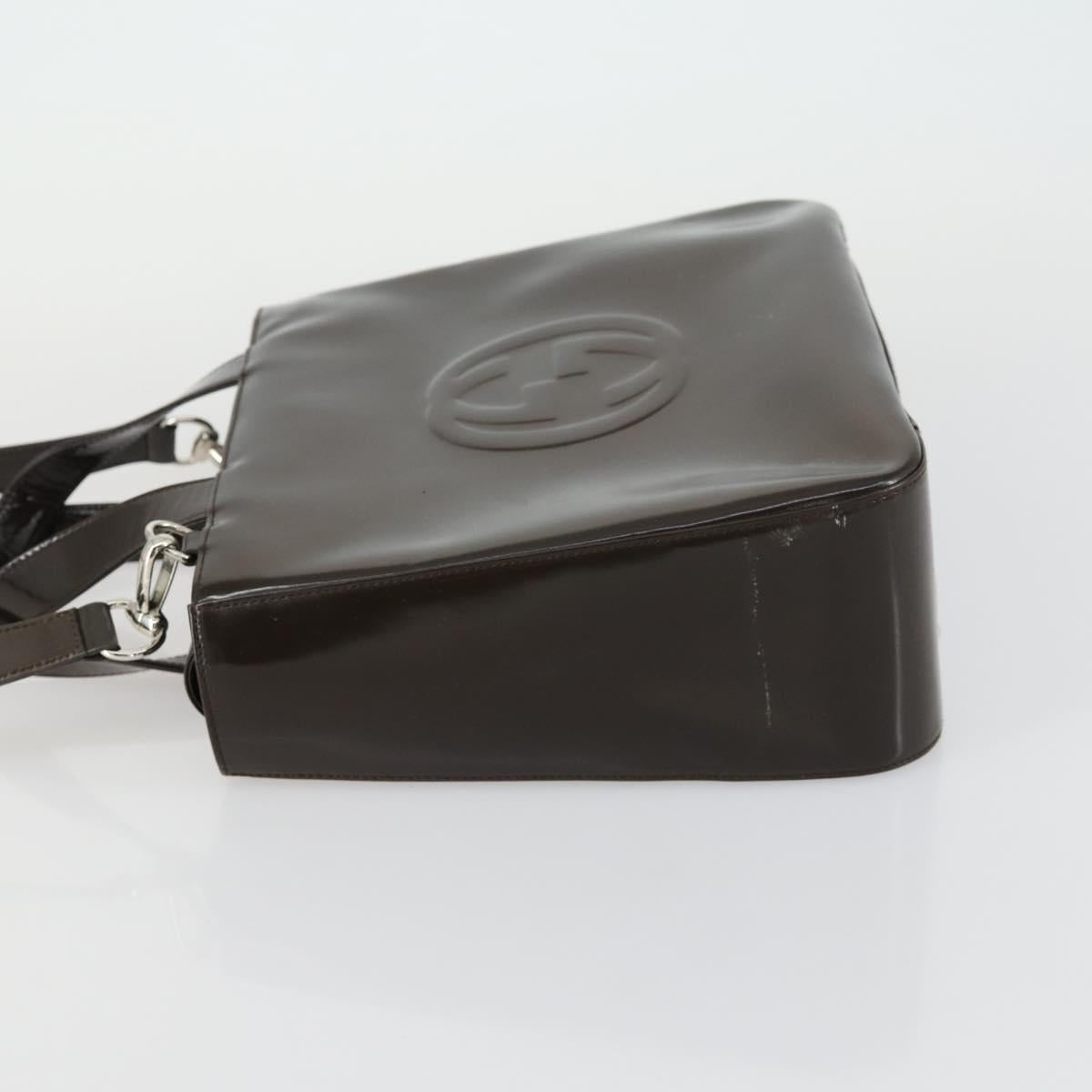 GUCCI Hand Bag Patent leather 2way Brown Silver 000 1013 0504 Auth 151528