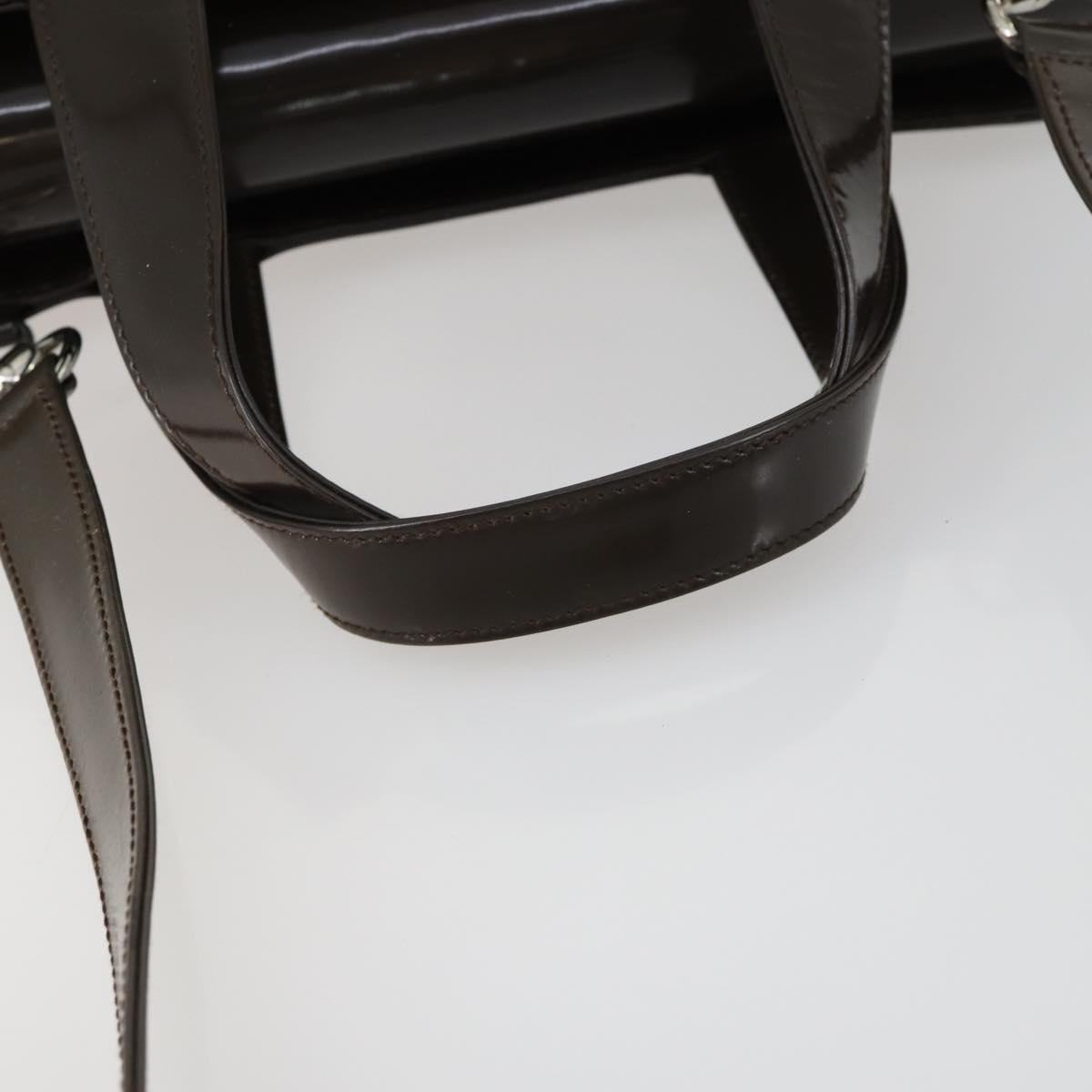 GUCCI Hand Bag Patent leather 2way Brown Silver 000 1013 0504 Auth 151528
