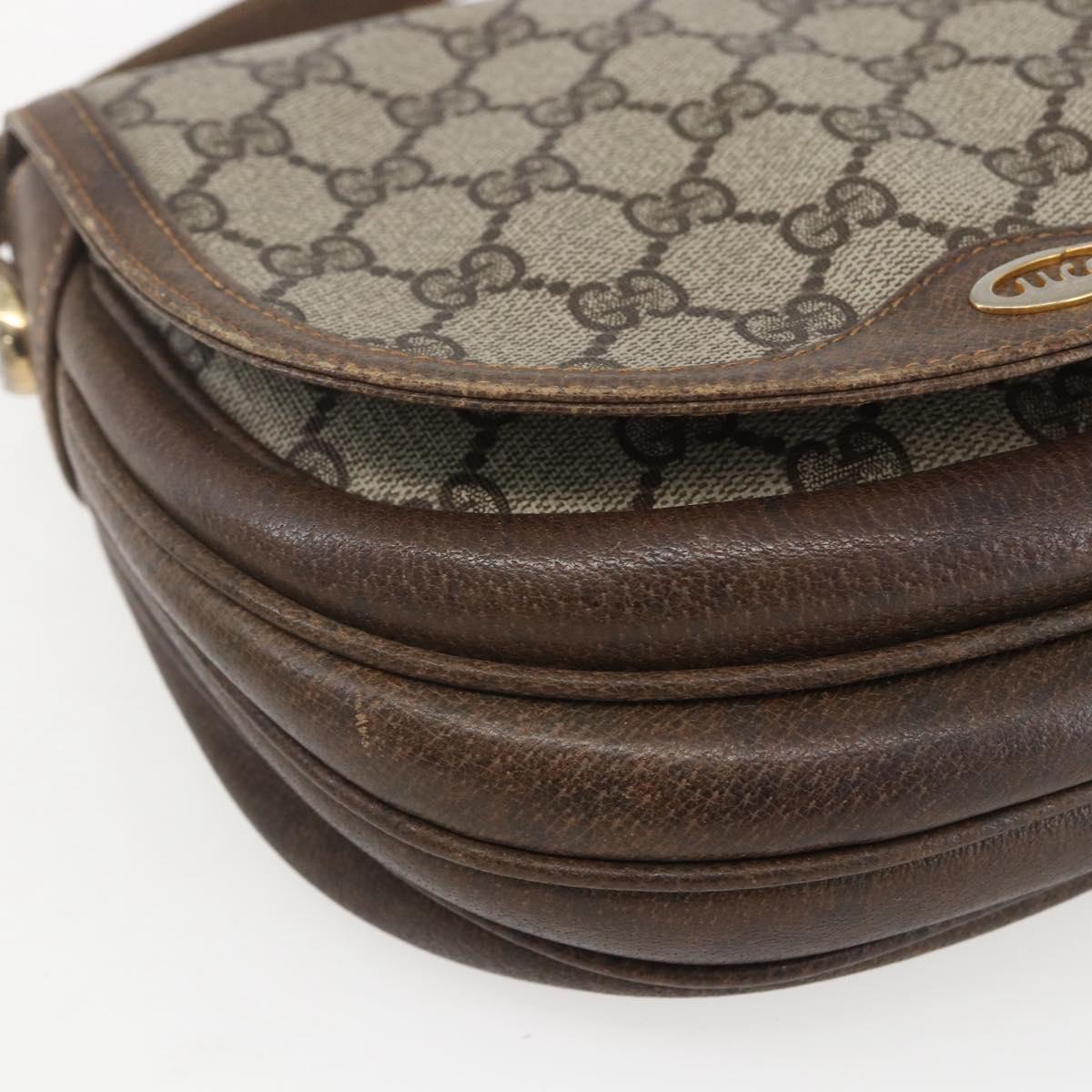 GUCCI GG Supreme Shoulder Bag PVC Beige Gold Auth 151529