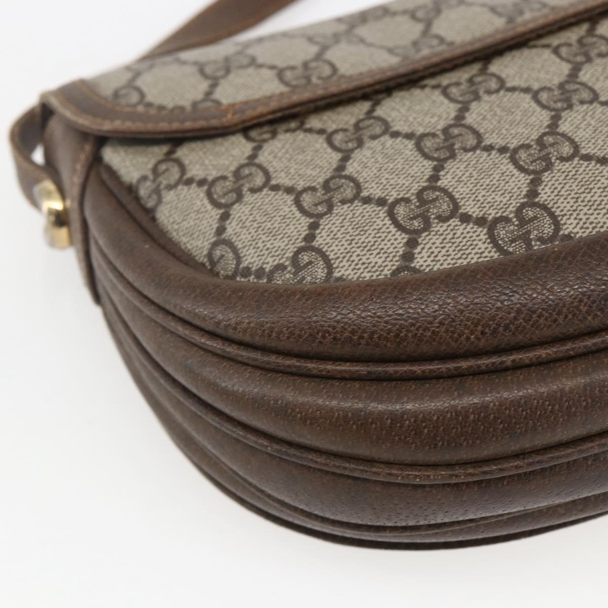 GUCCI GG Supreme Shoulder Bag PVC Beige Gold Auth 151529