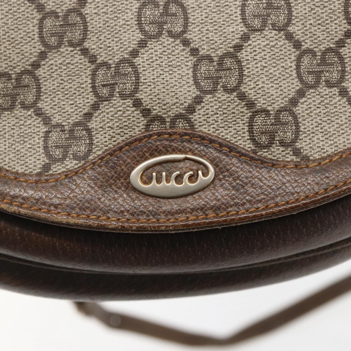 GUCCI GG Supreme Shoulder Bag PVC Beige Gold Auth 151529