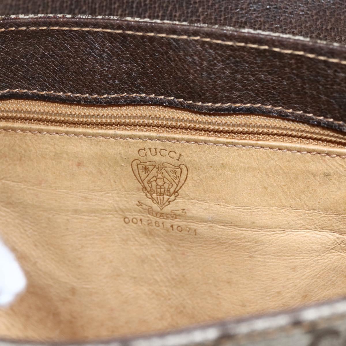 GUCCI GG Supreme Shoulder Bag PVC Beige Gold Auth 151529