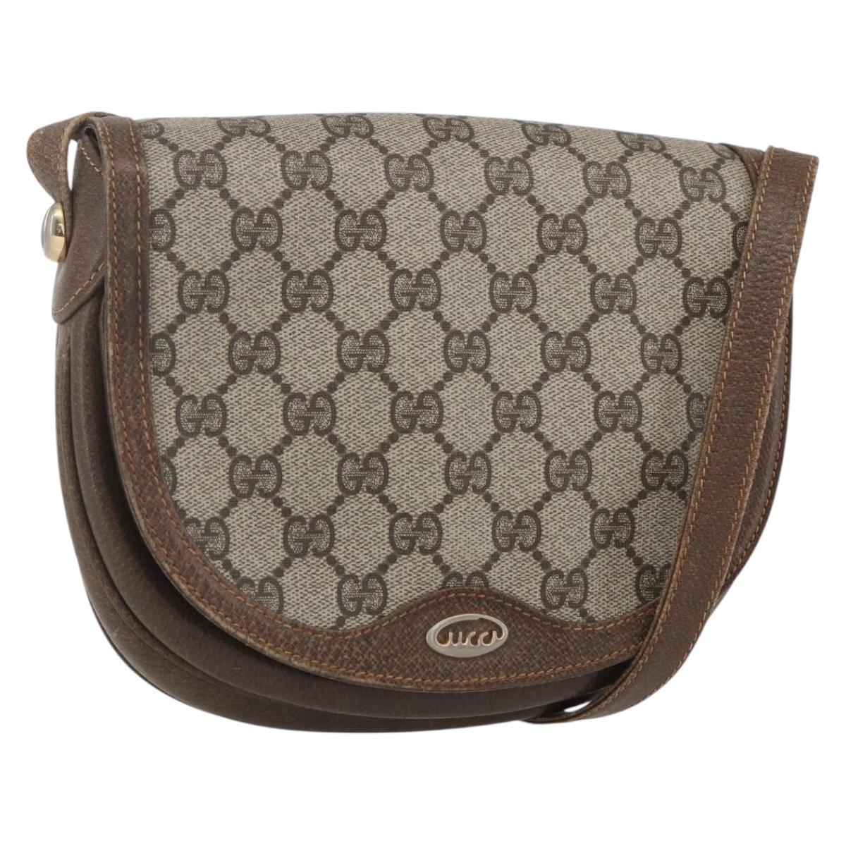 GUCCI GG Supreme Shoulder Bag PVC Beige Gold Auth 151529