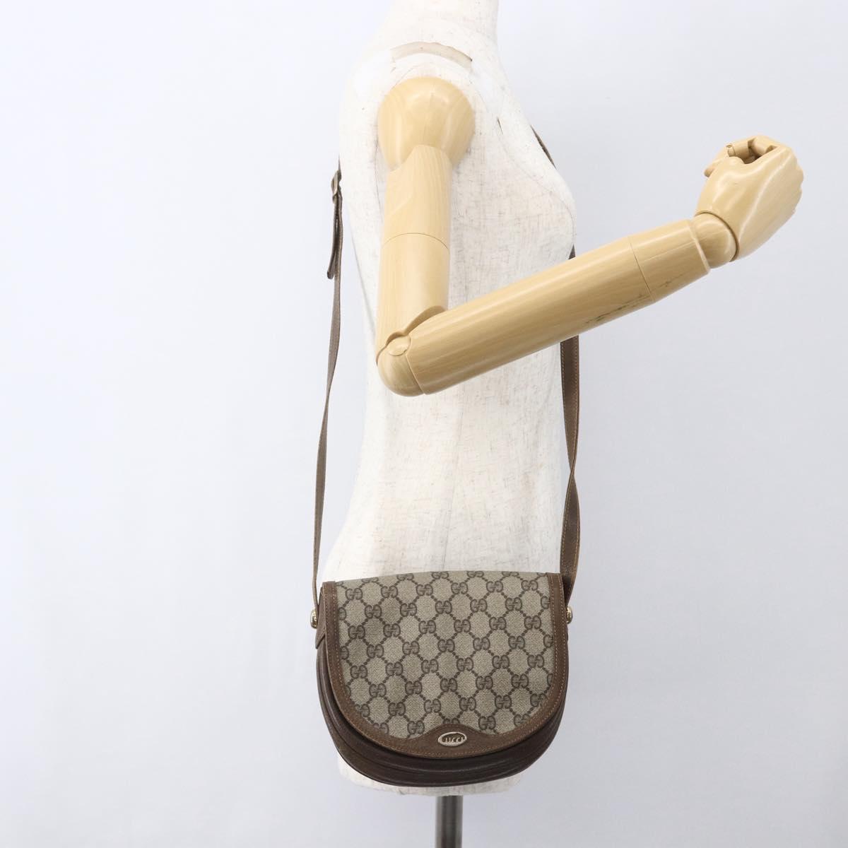 GUCCI GG Supreme Shoulder Bag PVC Beige Gold Auth 151529
