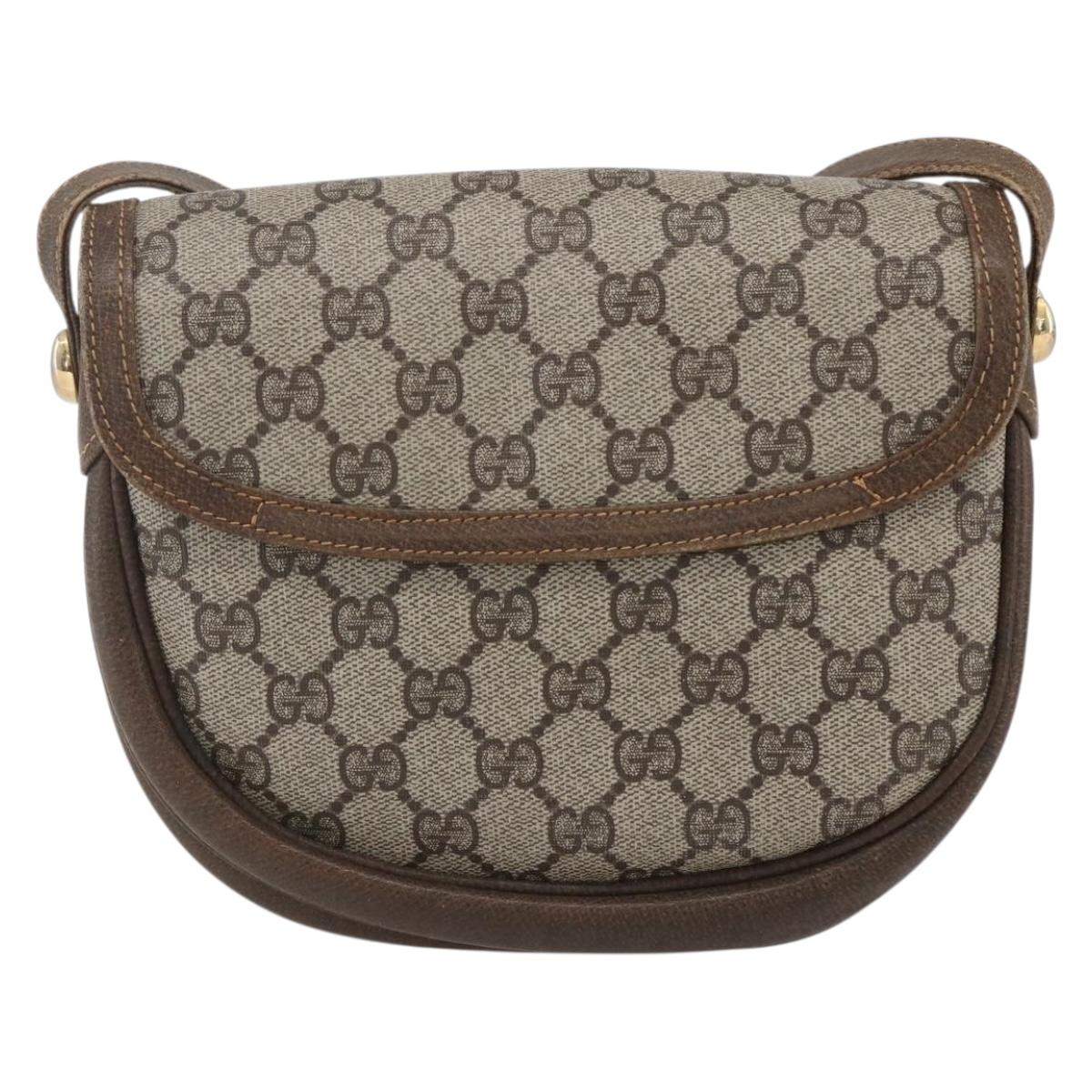 GUCCI GG Supreme Shoulder Bag PVC Beige Gold Auth 151529