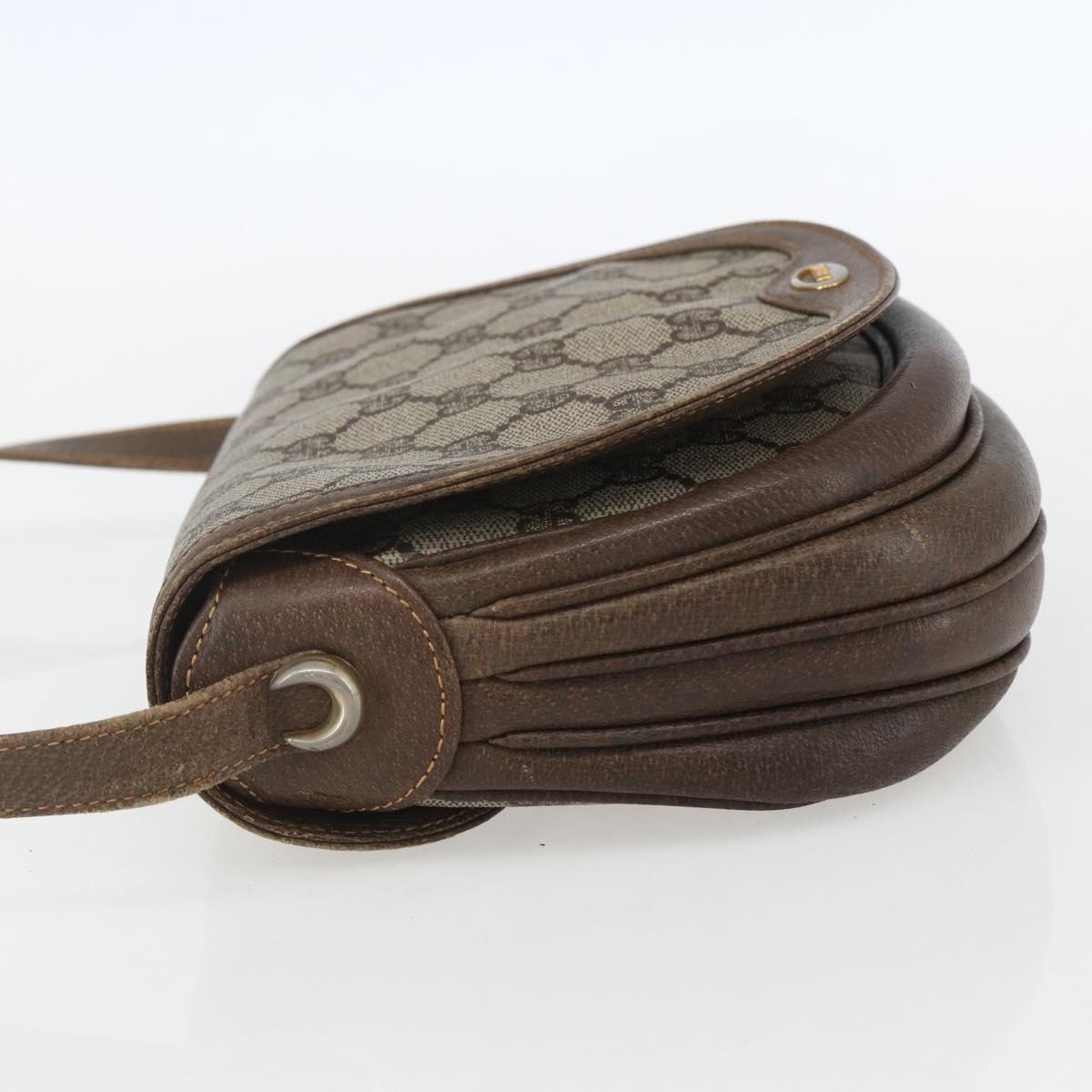 GUCCI GG Supreme Shoulder Bag PVC Beige Gold Auth 151529