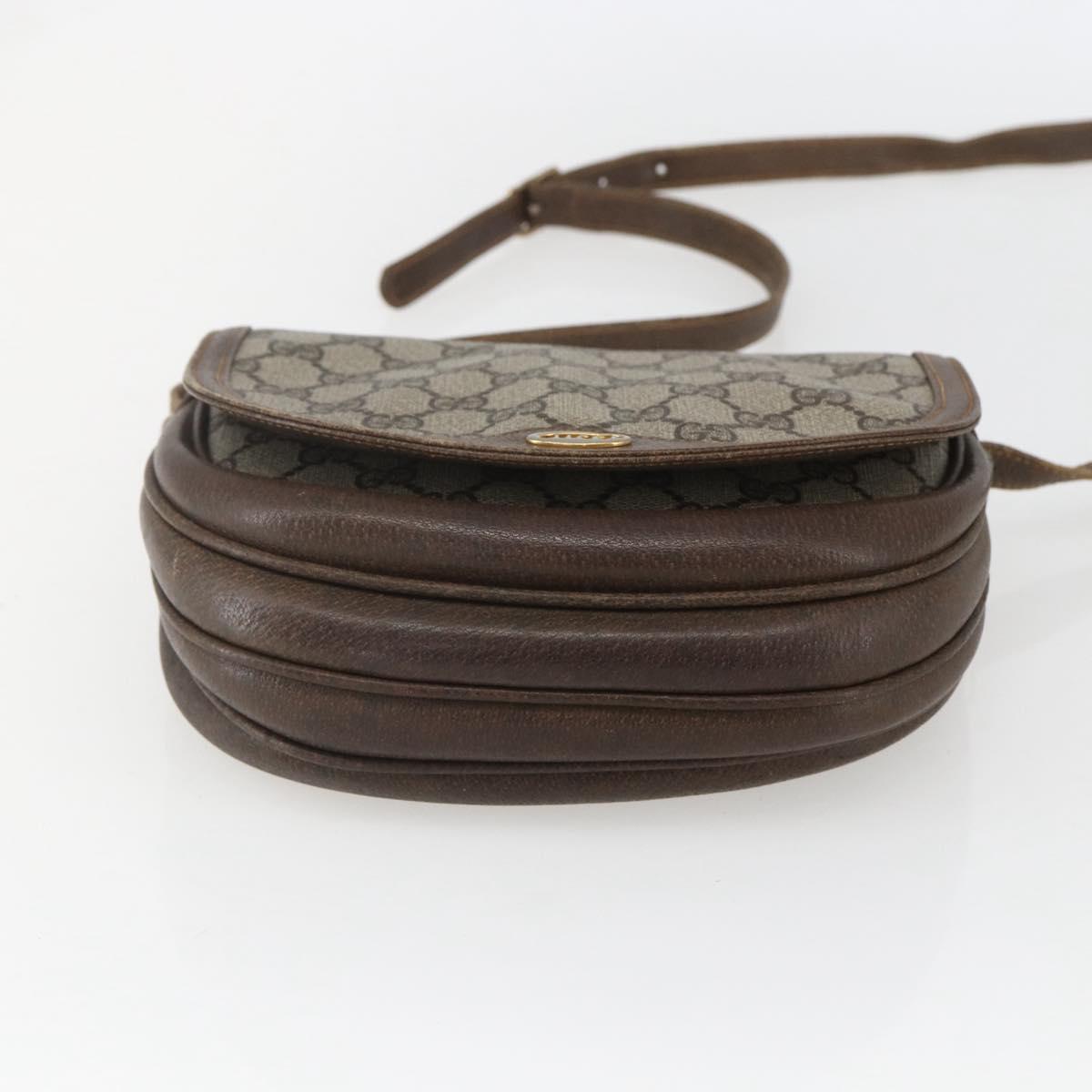 GUCCI GG Supreme Shoulder Bag PVC Beige Gold Auth 151529