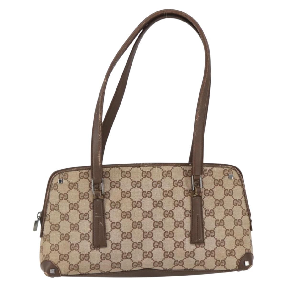 GUCCI GG Canvas Hand Bag Beige 001 4283 Auth 151530