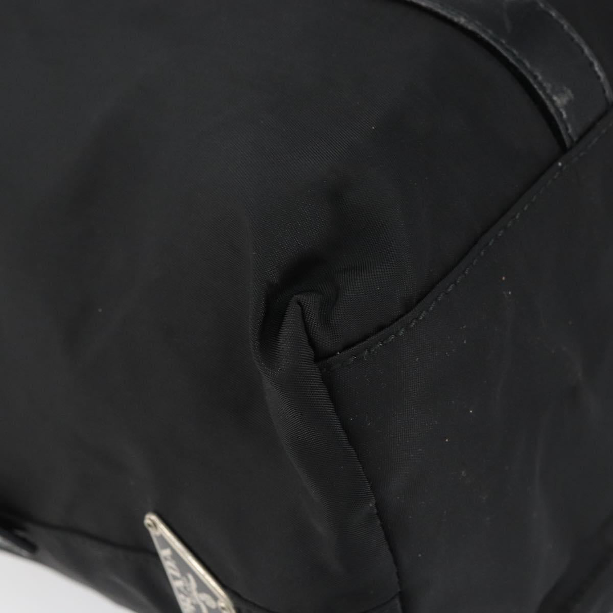 PRADA Tote Bag Nylon Black Silver Auth 151531