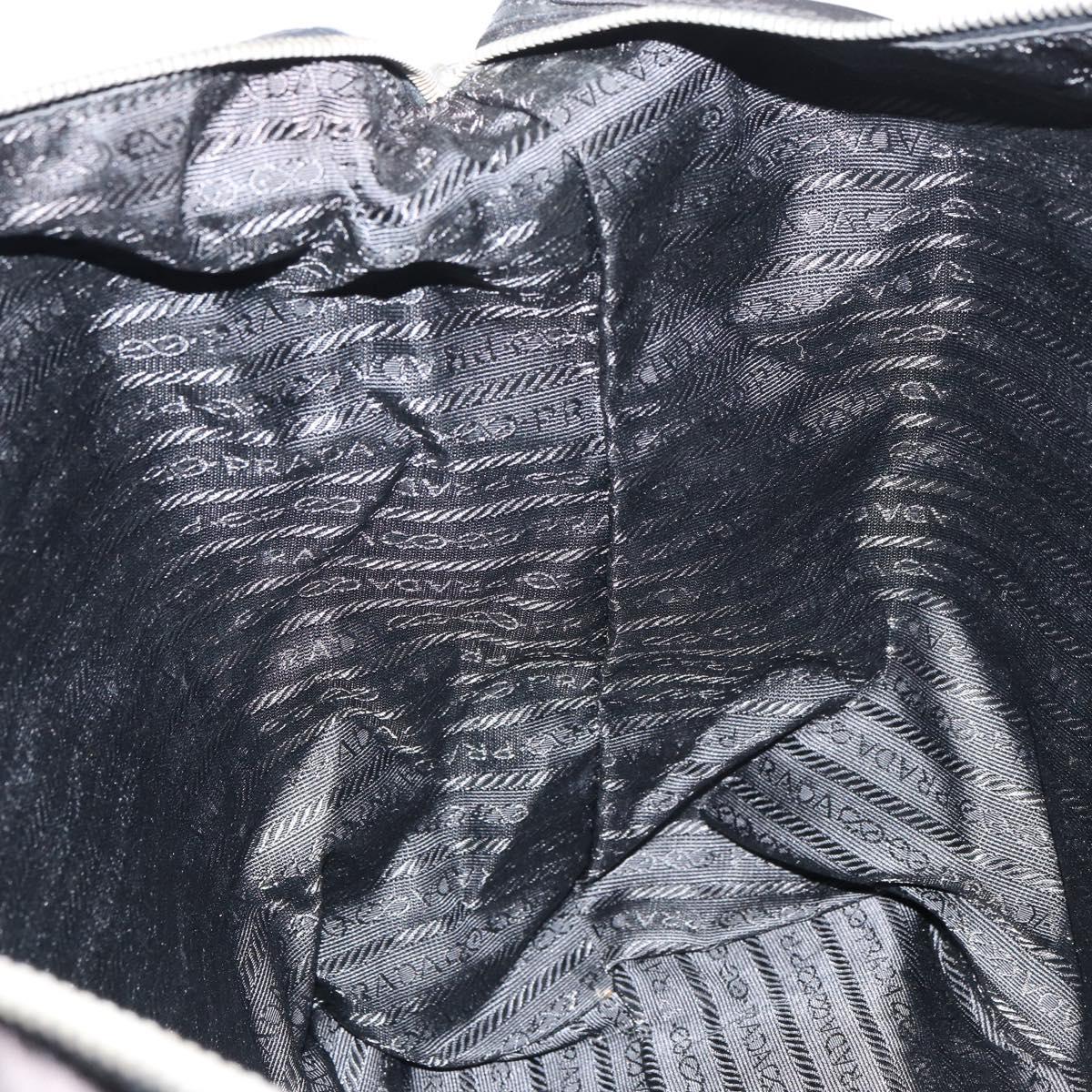PRADA Tote Bag Nylon Black Silver Auth 151531