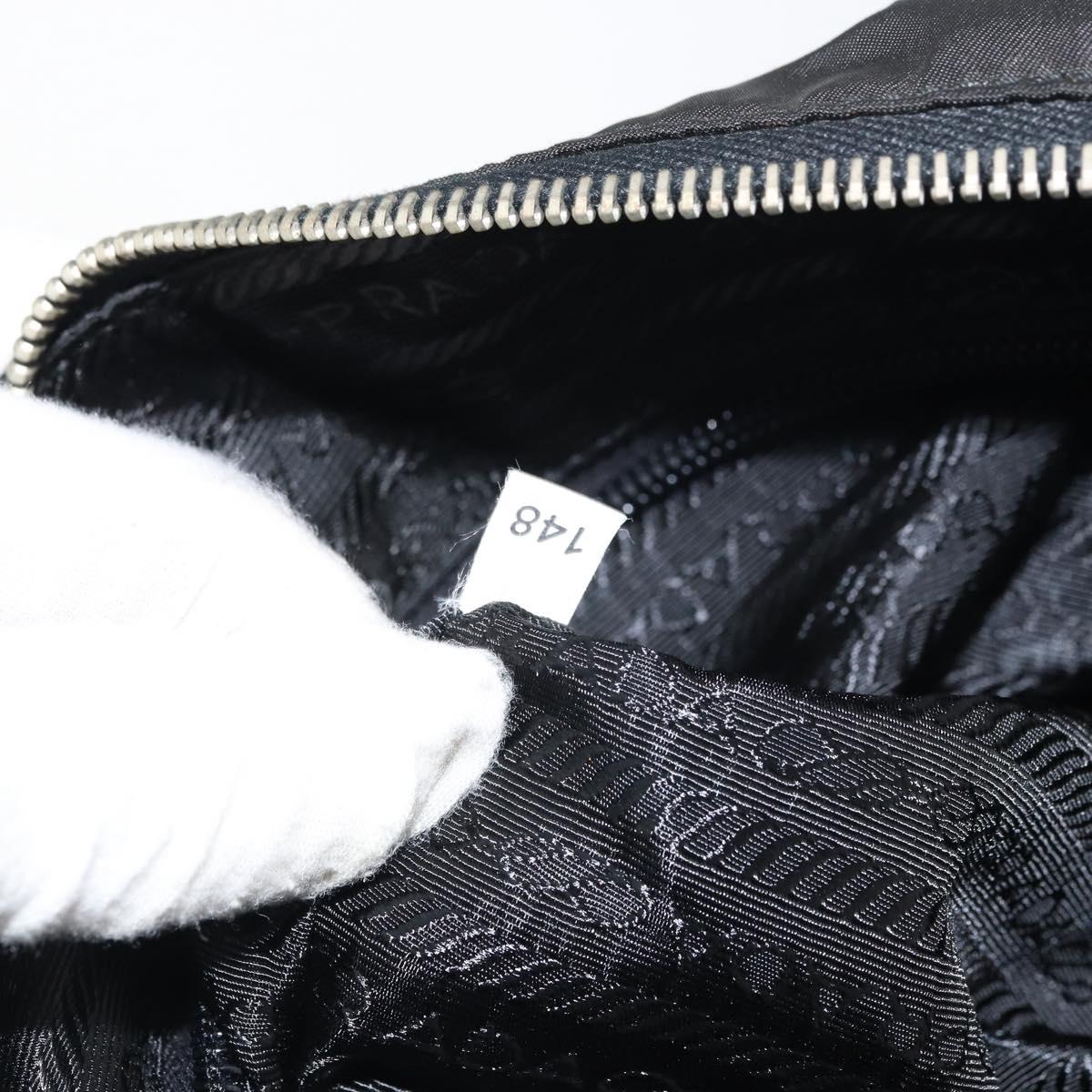 PRADA Tote Bag Nylon Black Silver Auth 151531