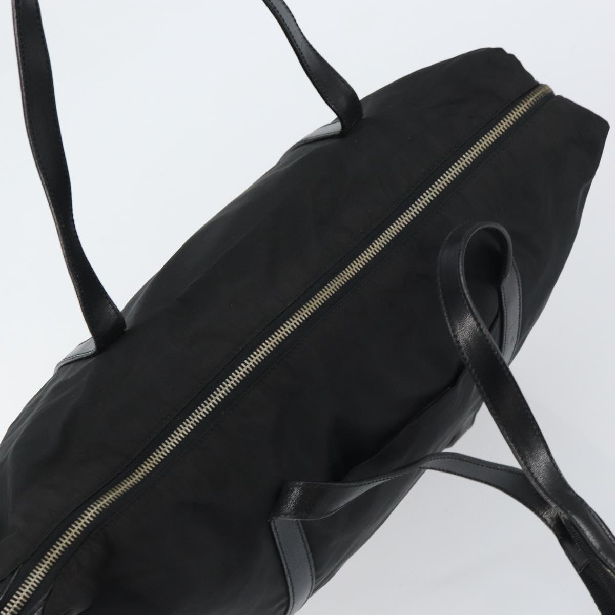 PRADA Tote Bag Nylon Black Silver Auth 151531