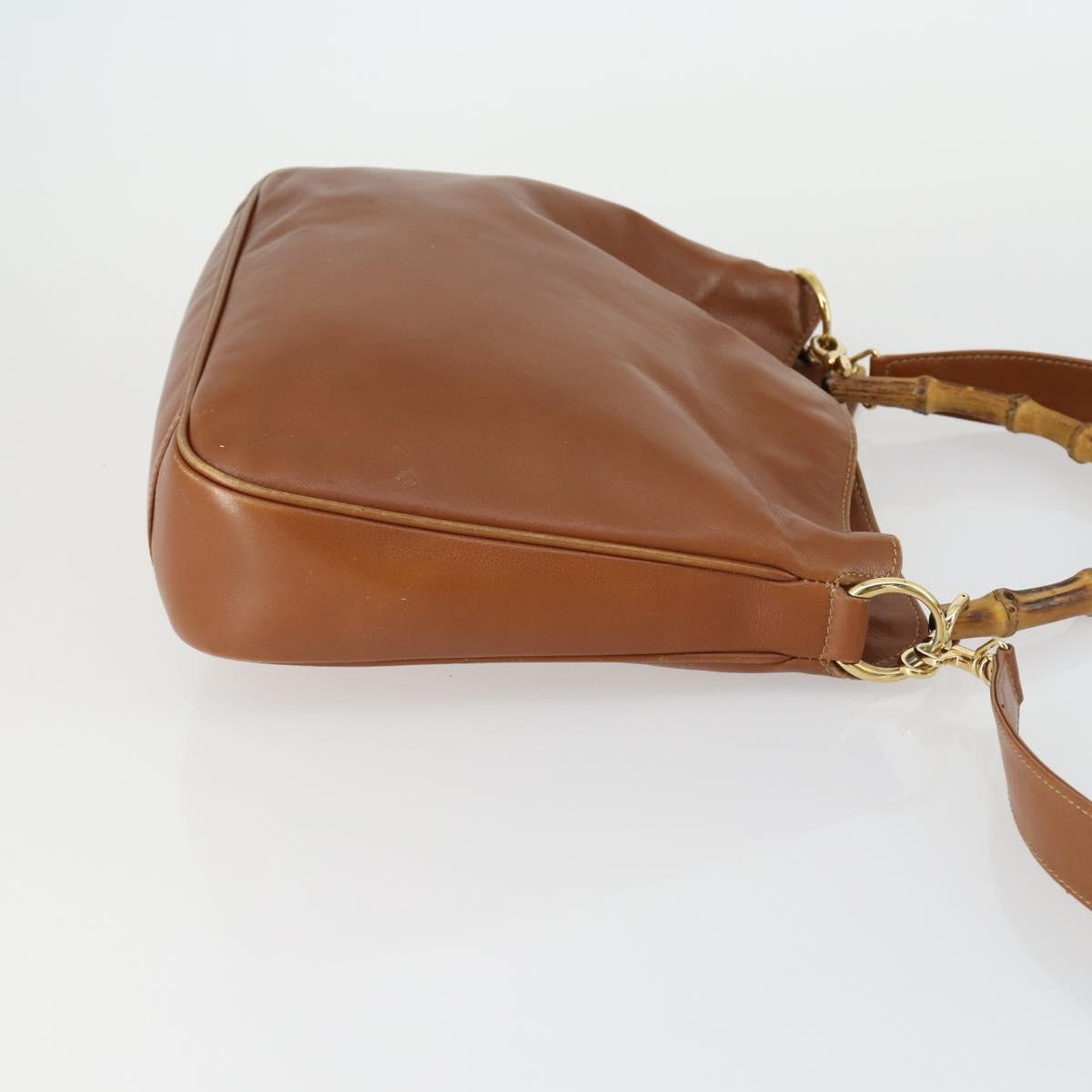 GUCCI Bamboo Shoulder Bag Leather 2way Brown Gold 001 2113 1638 Auth 151532