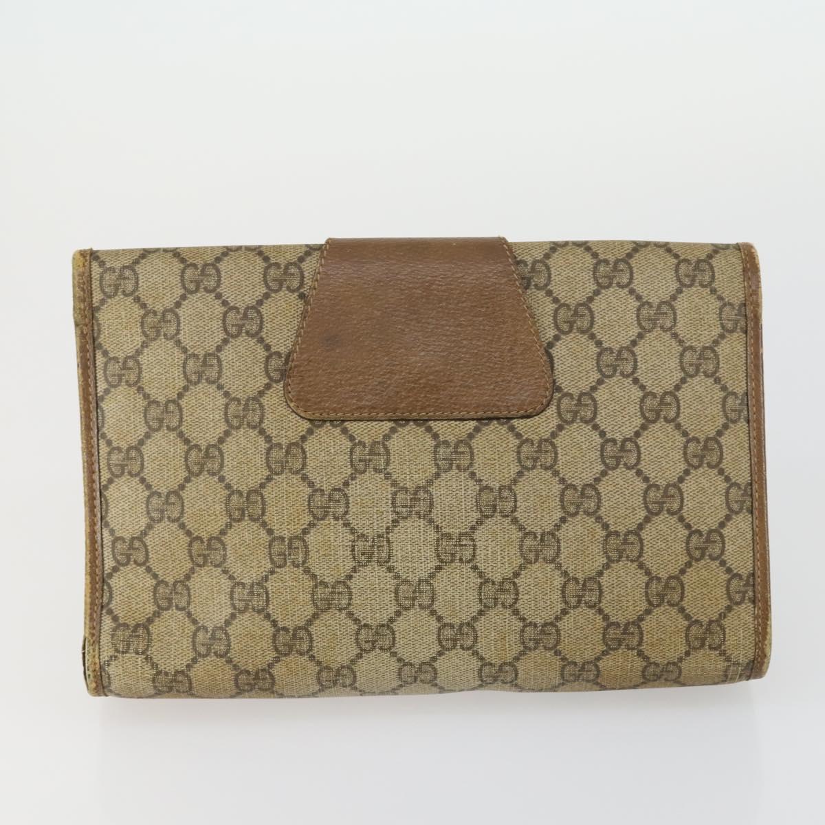 GUCCI GG Supreme Clutch Bag PVC 4 Set Beige Auth 151535