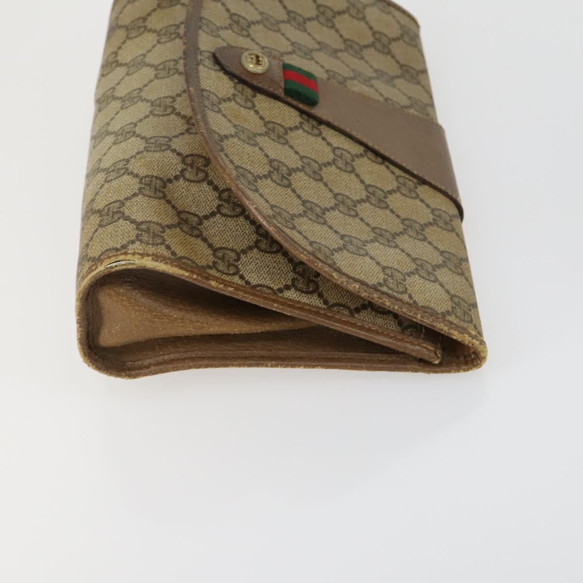 GUCCI GG Supreme Clutch Bag PVC 4 Set Beige Auth 151535
