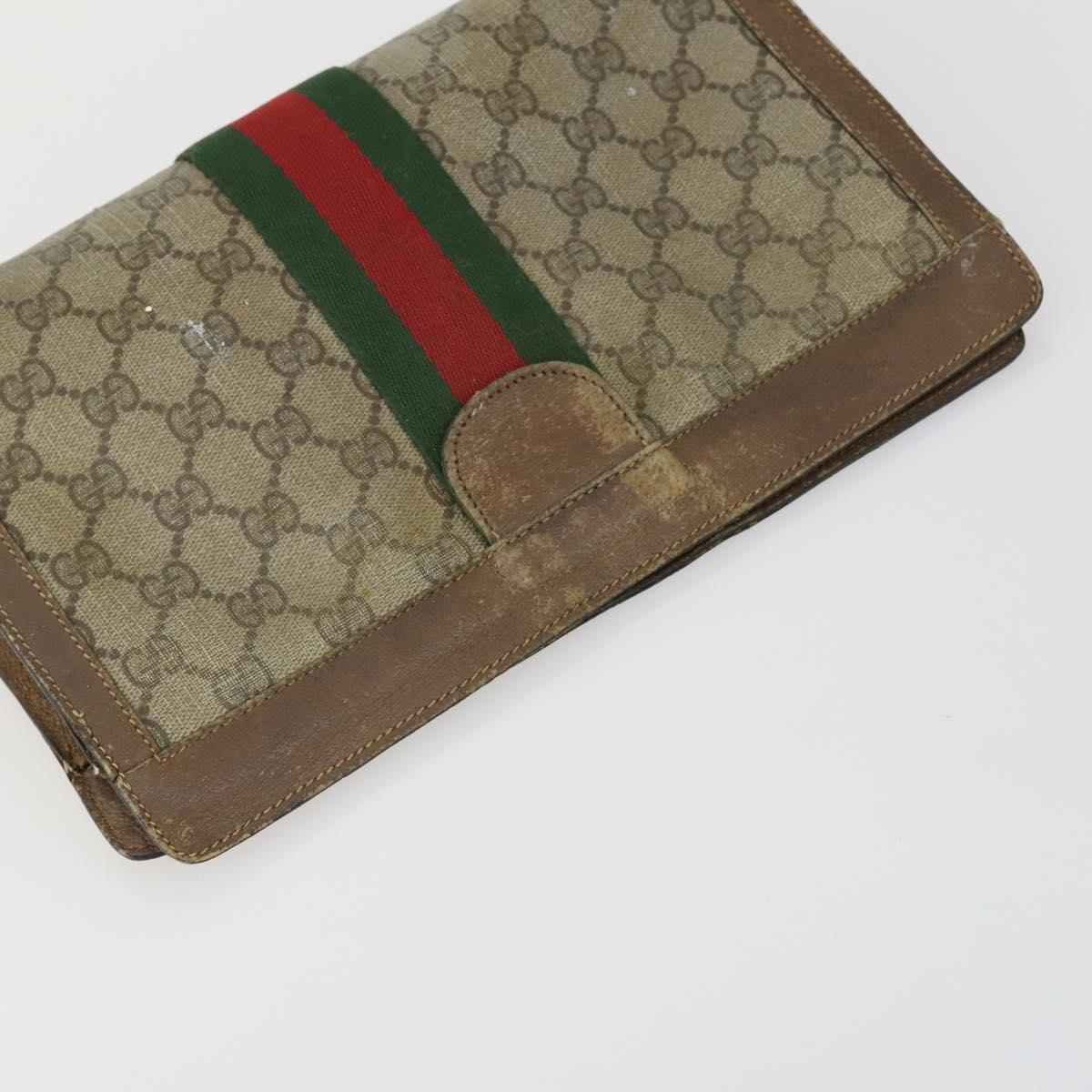 GUCCI GG Supreme Clutch Bag PVC 4 Set Beige Auth 151535