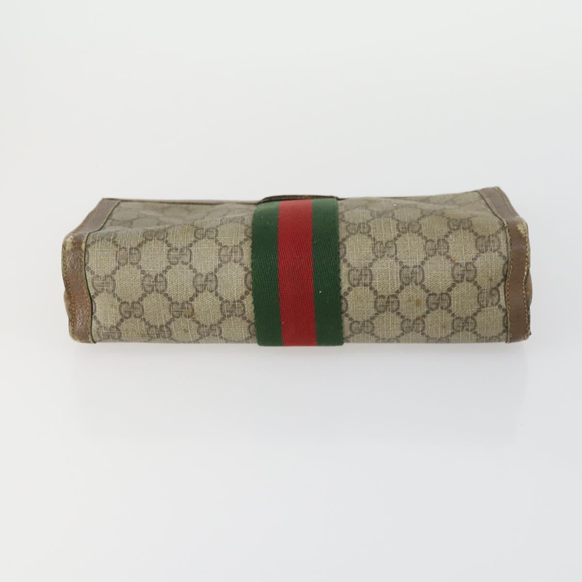 GUCCI GG Supreme Clutch Bag PVC 4 Set Beige Auth 151535