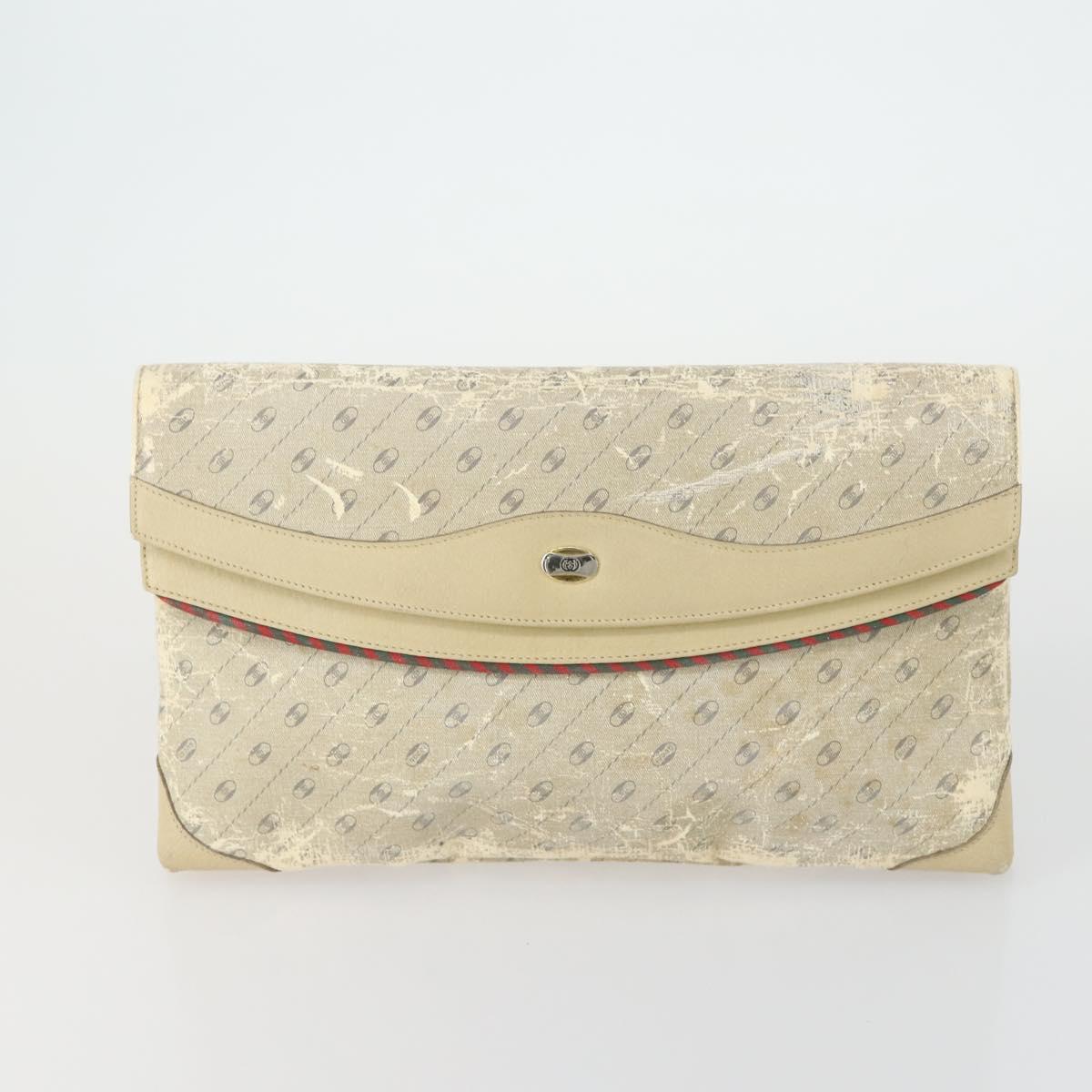 GUCCI GG Supreme Clutch Bag PVC 4 Set Beige Auth 151535