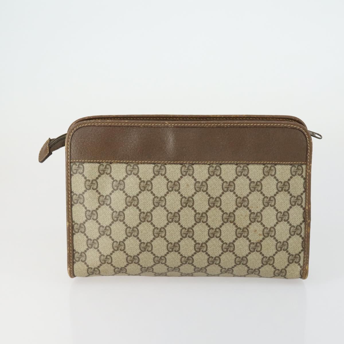 GUCCI GG Supreme Clutch Bag PVC 4 Set Beige Auth 151535