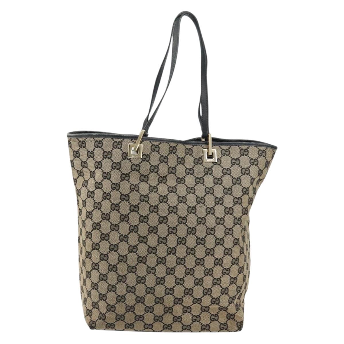 GUCCI GG Canvas Tote Bag Beige Gold 002 1098 Auth 151536
