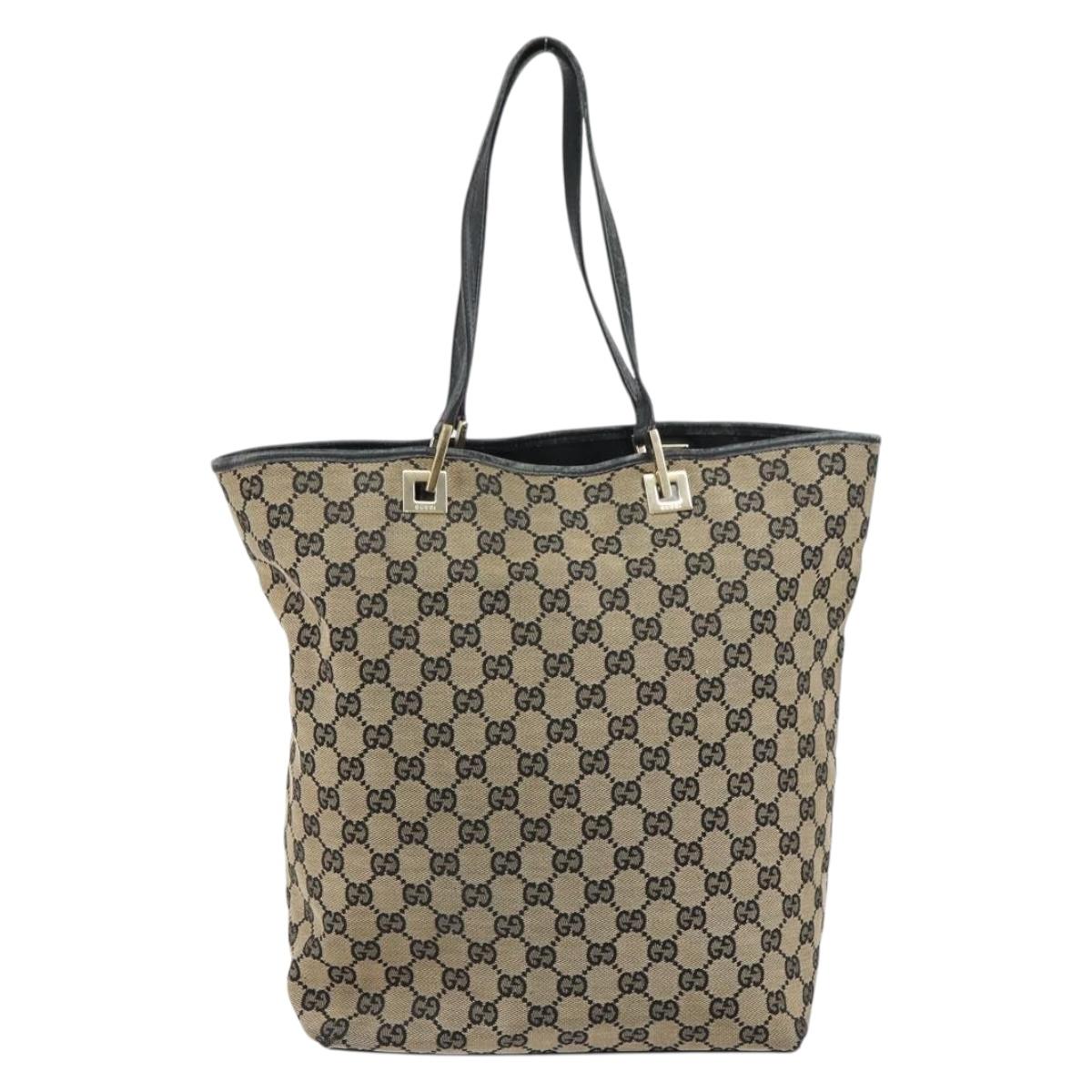 GUCCI GG Canvas Tote Bag Beige Gold 002 1098 Auth 151536