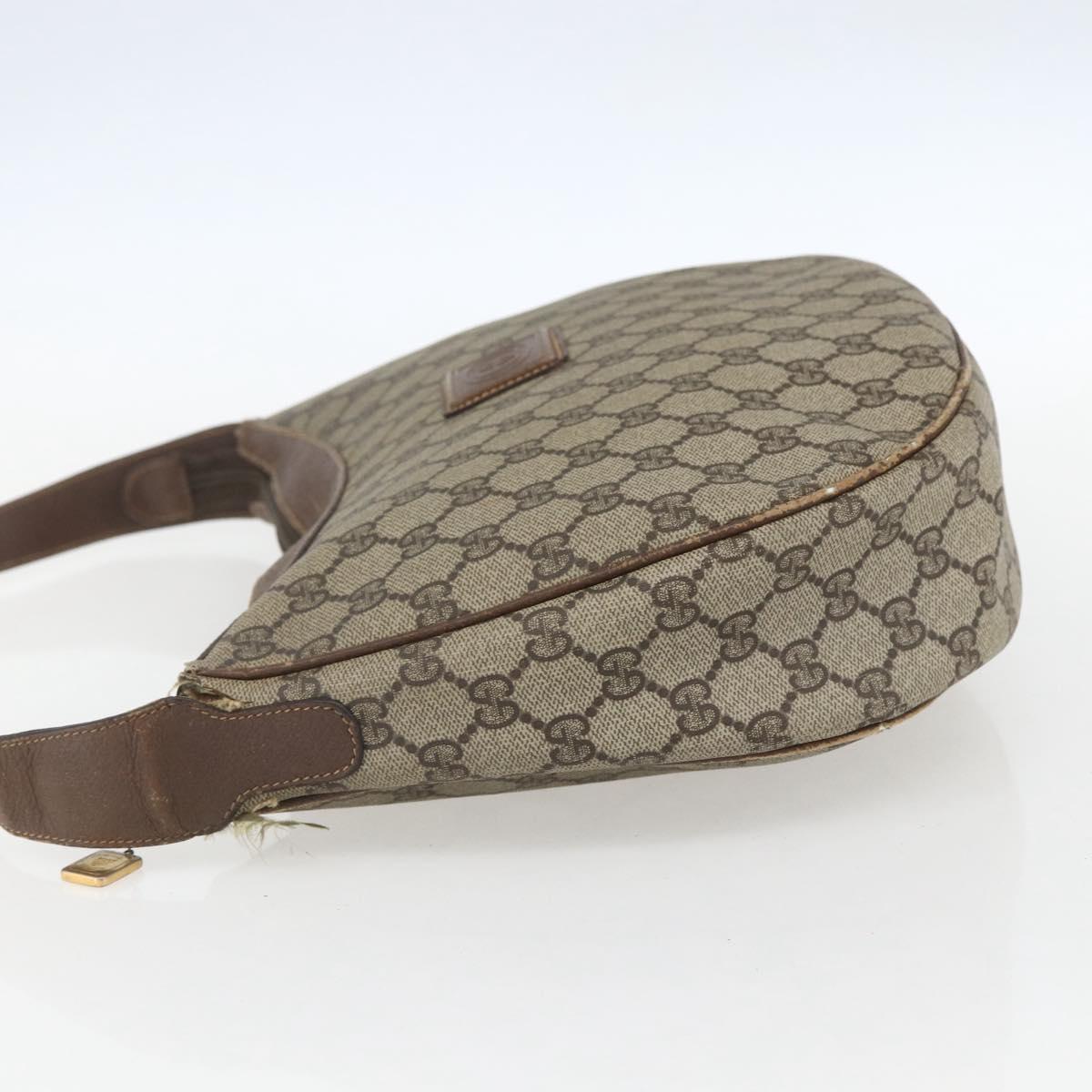 GUCCI GG Supreme Web Sherry Line Bag PVC Beige Gold 001 256 0719 Auth 151537