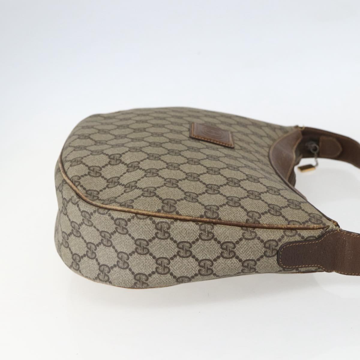 GUCCI GG Supreme Web Sherry Line Bag PVC Beige Gold 001 256 0719 Auth 151537