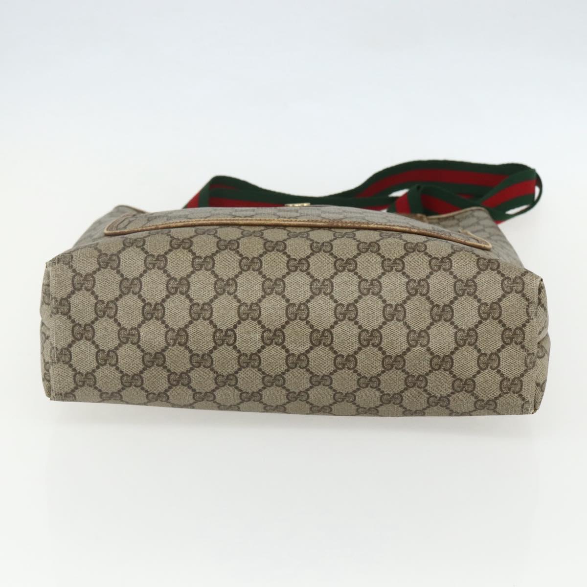 GUCCI GG Supreme Web Sherry Line Tote Bag PVC Beige Red 40 02 003 Auth 151539