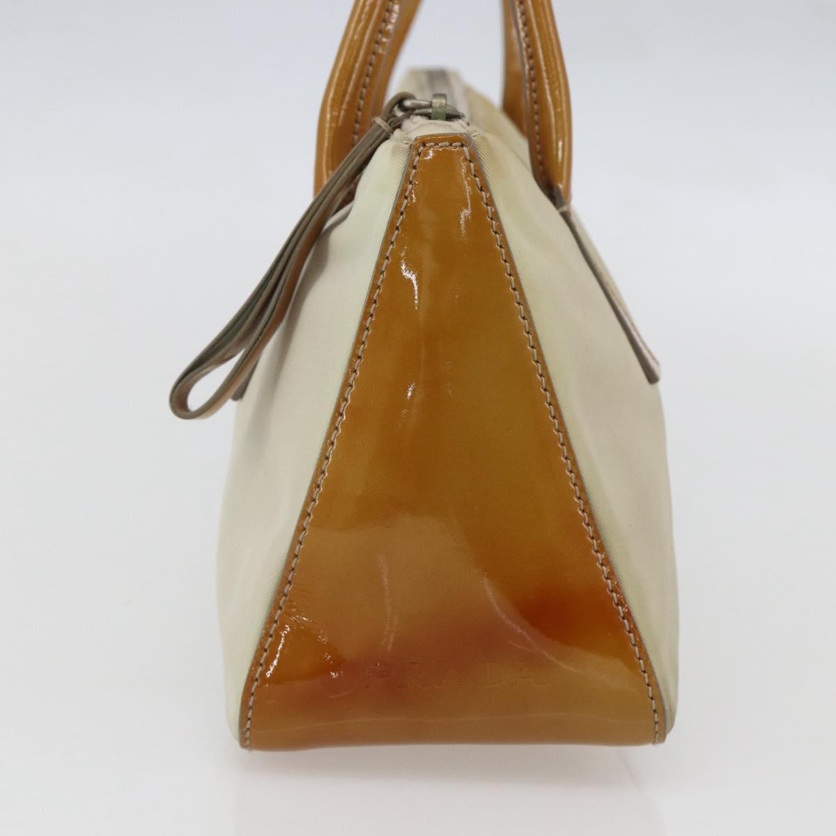 PRADA Hand Bag Nylon Beige Silver Auth 151542