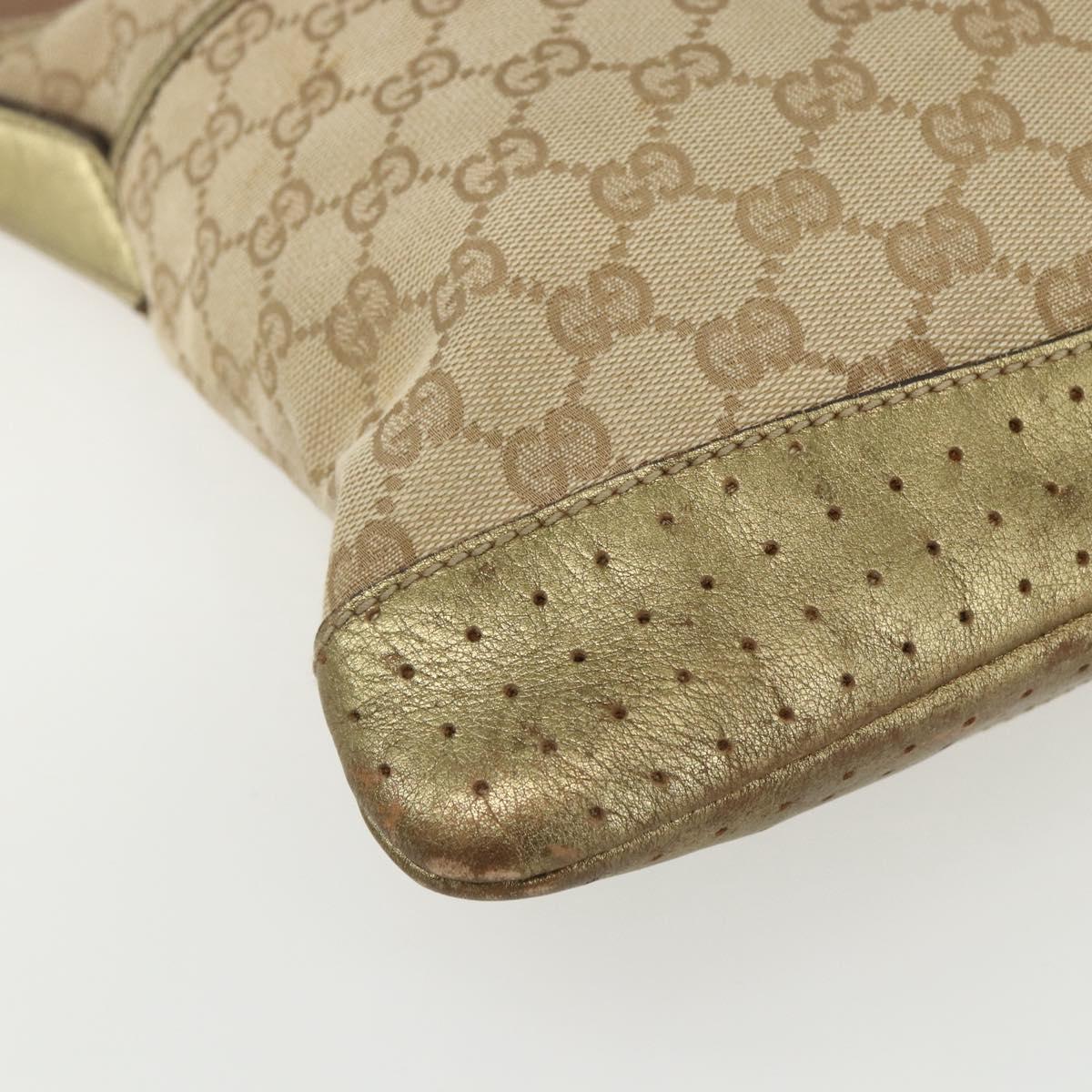 GUCCI GG Canvas Sherry Line Shoulder Bag Beige Gold 145857 Auth 151543