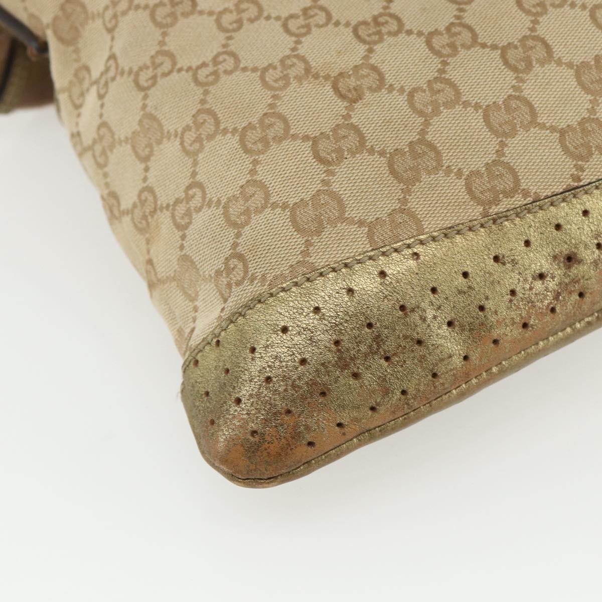 GUCCI GG Canvas Sherry Line Shoulder Bag Beige Gold 145857 Auth 151543
