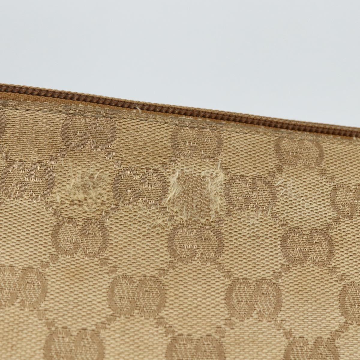 GUCCI GG Canvas Sherry Line Shoulder Bag Beige Gold 145857 Auth 151543