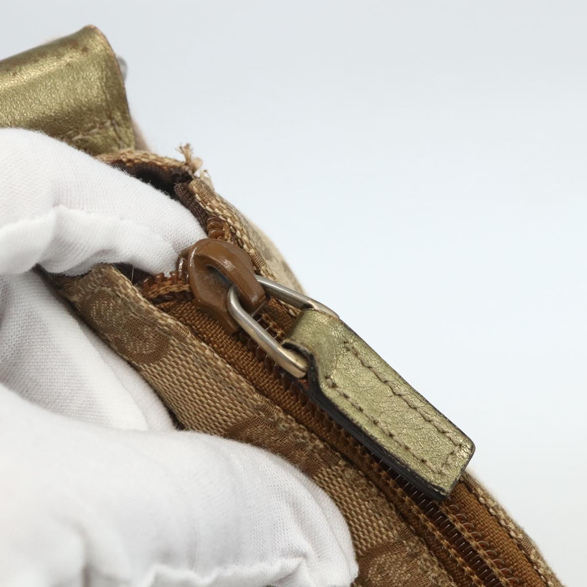 GUCCI GG Canvas Sherry Line Shoulder Bag Beige Gold 145857 Auth 151543