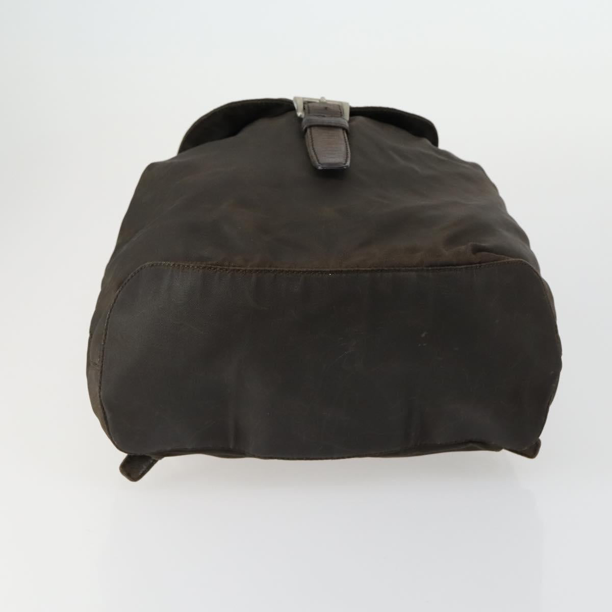PRADA Backpack Nylon Brown Silver Auth 151544