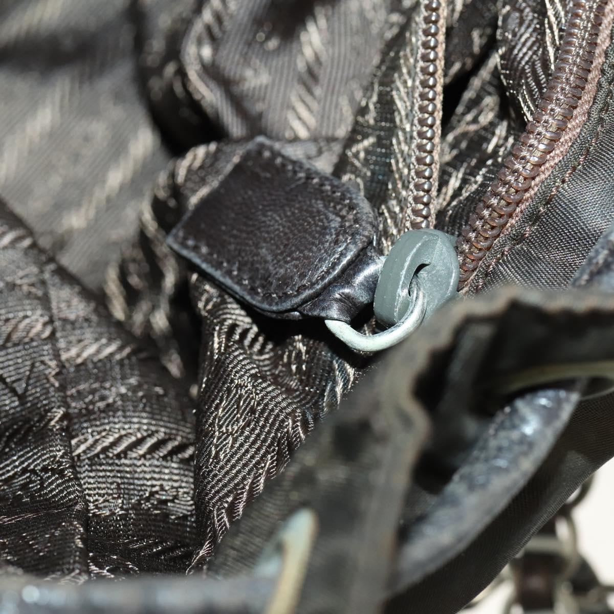 PRADA Backpack Nylon Brown Silver Auth 151544