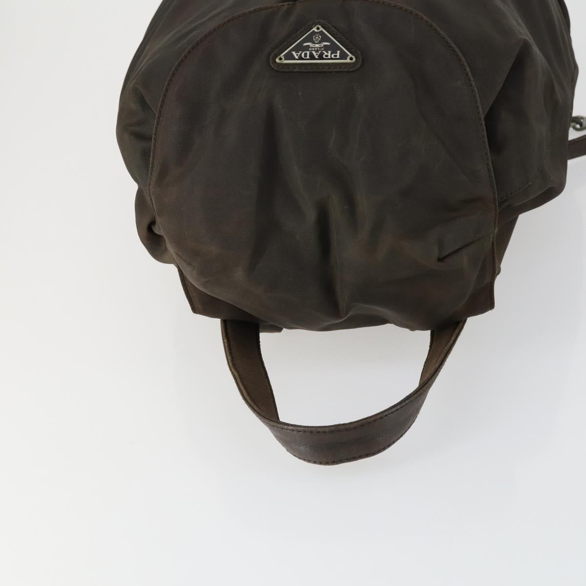 PRADA Backpack Nylon Brown Silver Auth 151544