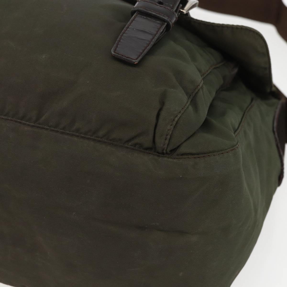 PRADA Shoulder Bag Nylon Green Silver Auth 151545