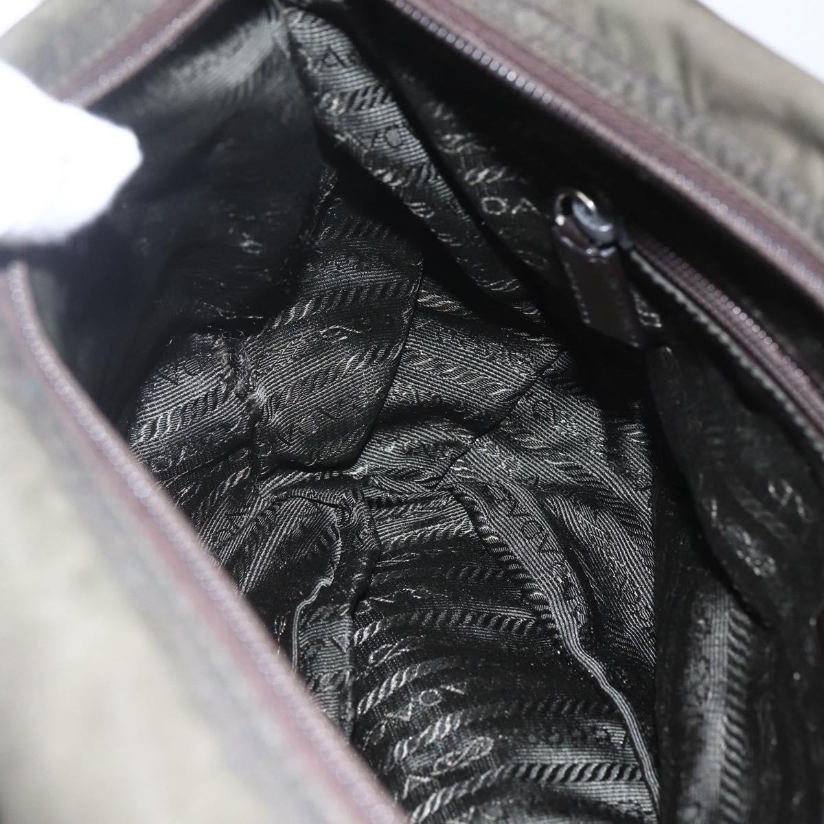 PRADA Shoulder Bag Nylon Green Silver Auth 151545