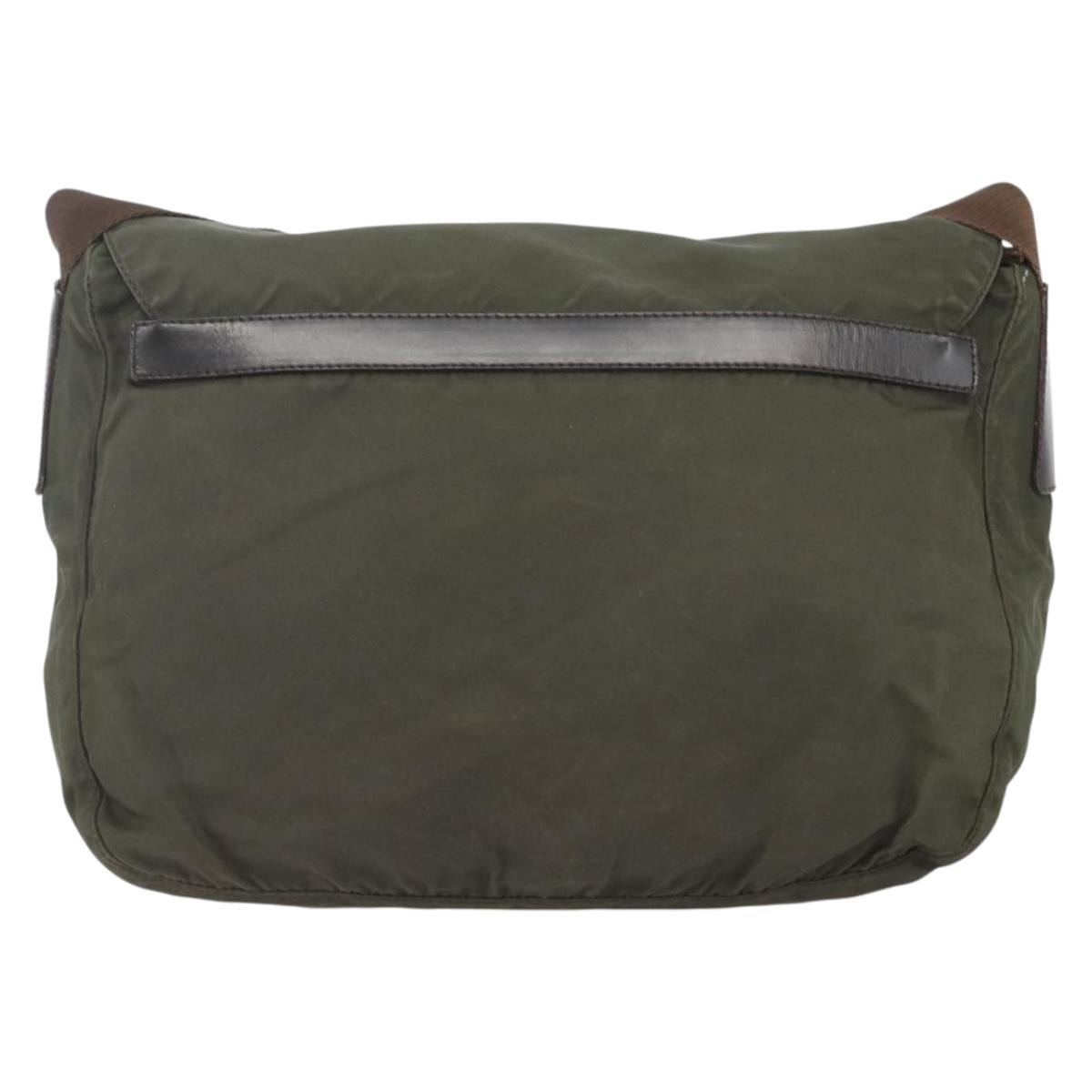 PRADA Shoulder Bag Nylon Green Silver Auth 151545