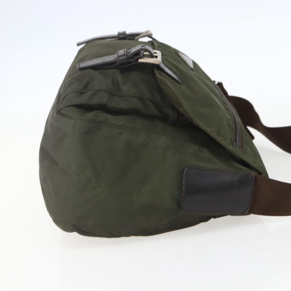 PRADA Shoulder Bag Nylon Green Silver Auth 151545