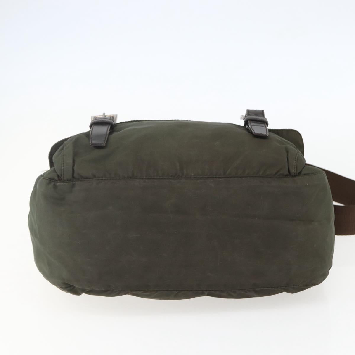 PRADA Shoulder Bag Nylon Green Silver Auth 151545