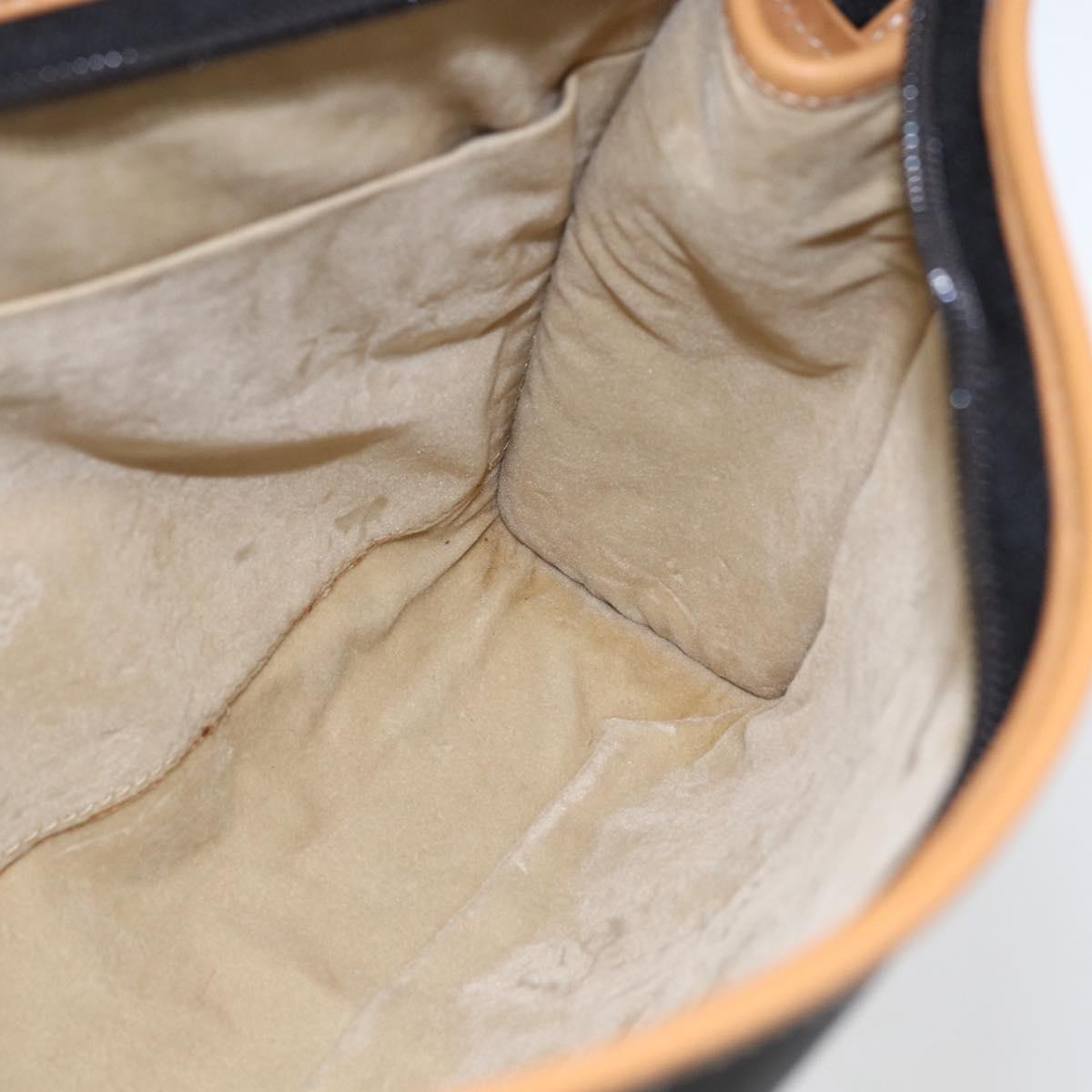 GUCCI Clutch Bag Leather Black Gold Auth 151548