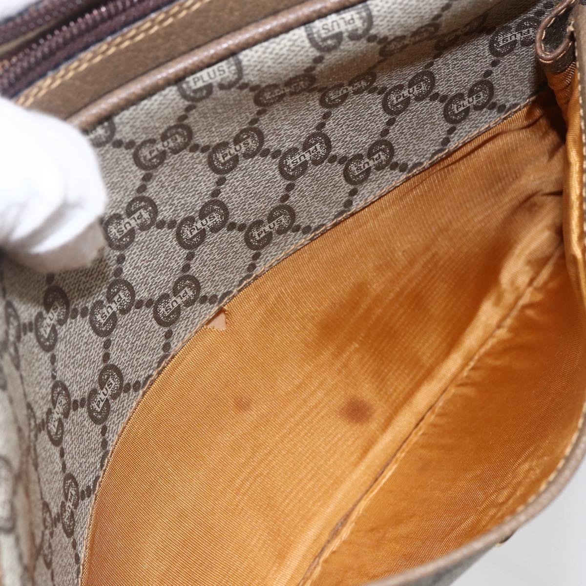 GUCCI GG Plus Supreme Shoulder Bag PVC Leather Beige Gold Auth 151550