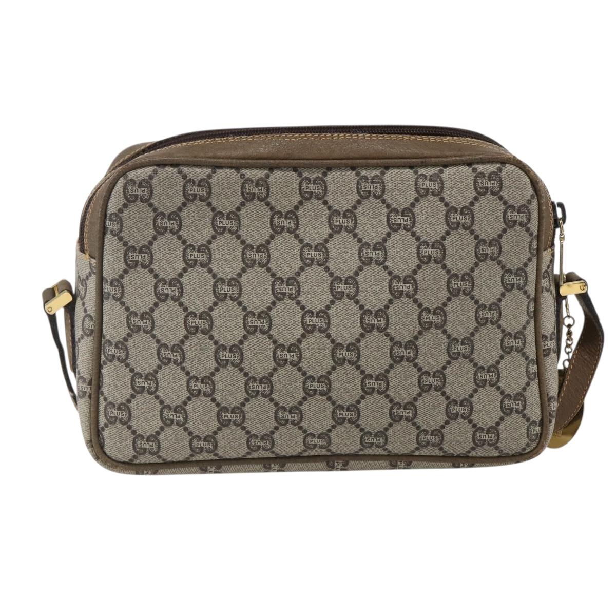 GUCCI GG Plus Supreme Shoulder Bag PVC Leather Beige Gold Auth 151550
