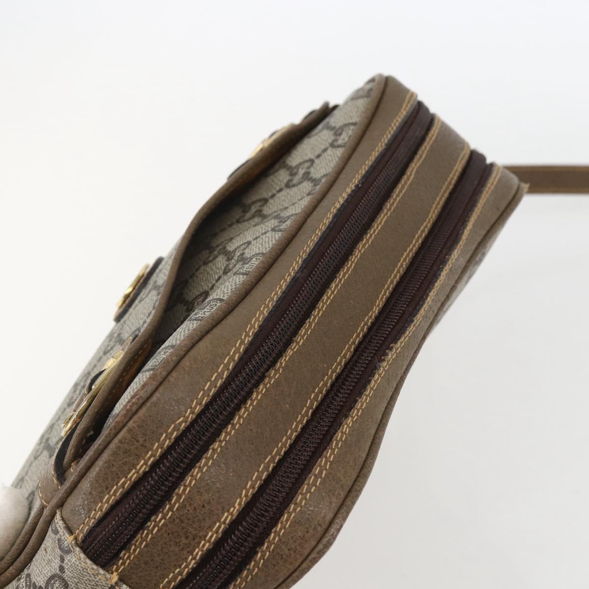 GUCCI GG Plus Supreme Shoulder Bag PVC Leather Beige Gold Auth 151550