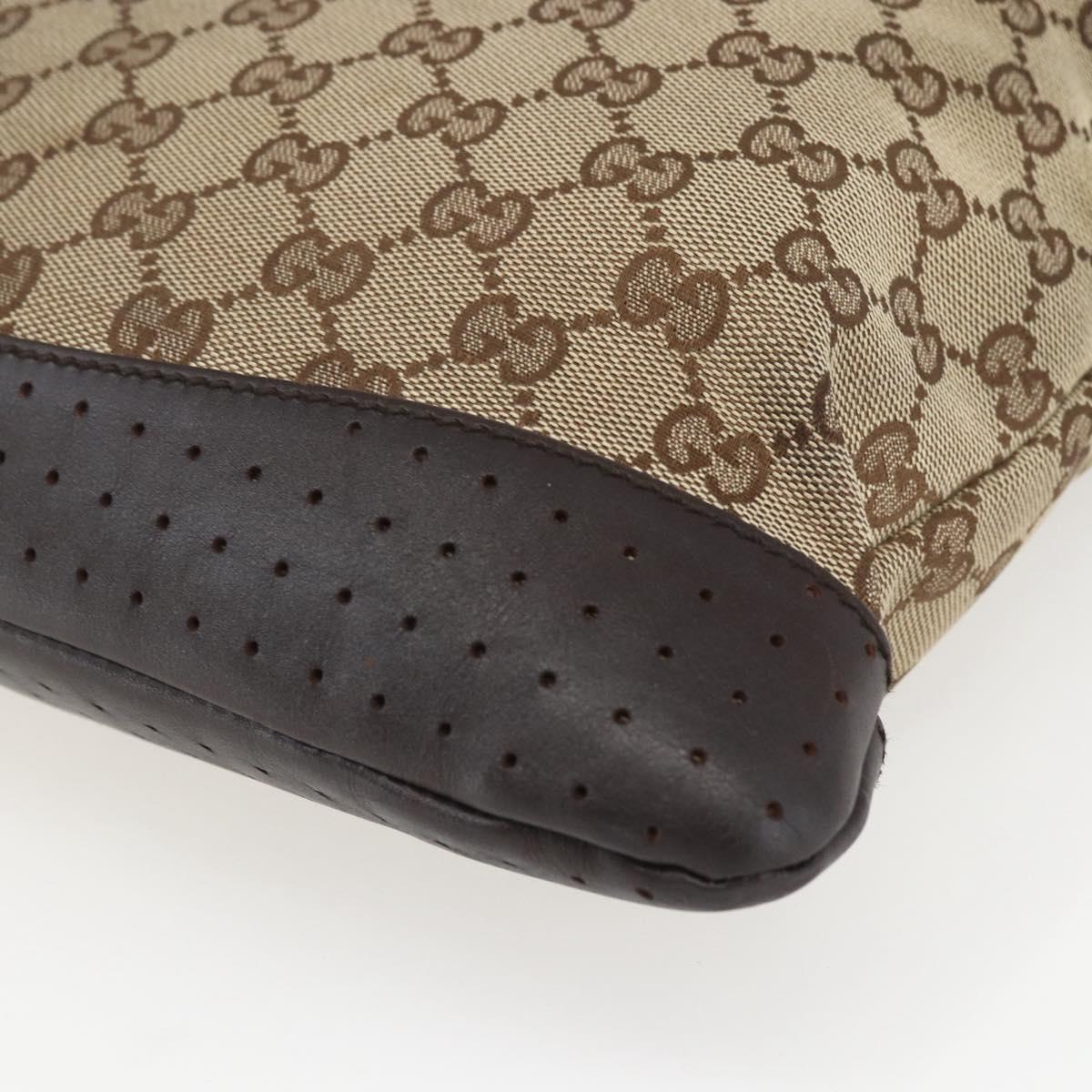 GUCCI GG Canvas Shoulder Bag Beige Silver 145857 Auth 151556